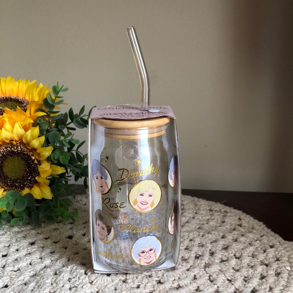 The Golden Girls Glass Tumbler with Straw - Character Faces